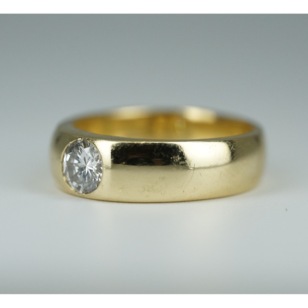 .50 ct Bezel Flush 18k Solid Yellow Gold Natural Diamond Ring - Thick Band 7.86g - Picture 10 of 10